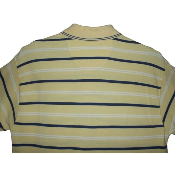 St John's Bay Polo Shirt Mens Large Yellow Blue White Striped Pique short sleeve - Picture 7 of 7